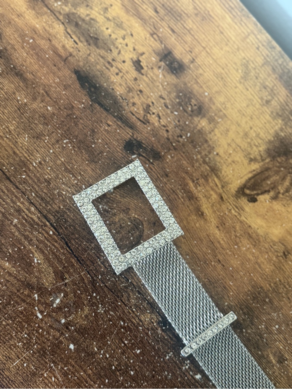Silver Mesh Rhinestone Buckle Belt - Picture 2 of 3